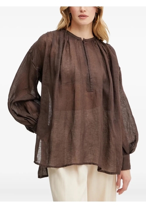 LUISA SPAGNOLI pleated balloon-sleeve blouse - 0914 CHESTNUT