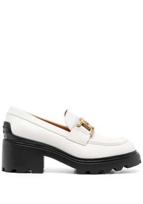 Tod's 65mm logo-plaque leather loafers - Grey