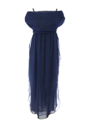 Krizia Pre-Owned silk organza long dress - Blue