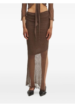 Résumé tie-front ruffled cardigan and skirt set - Brown