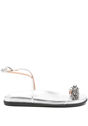 Ancient Greek Sandals bead-embellished ankle-strap sandals - Silver