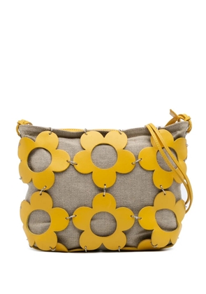 Celine Pre-Owned 2000 Canvas and Leather Cutout Flower crossbody bag - Brown