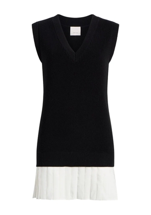 Cinq A Sept pleated-panel cotton-blend vest mini day dress - Black