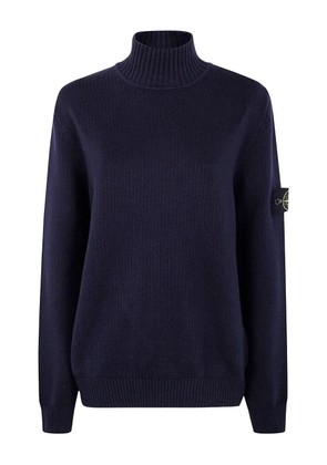 Stone Island high-neck logo-patch sweater - V0020 BLUE