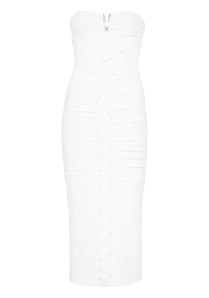 NISSA ruffled-detailed midi dress - White