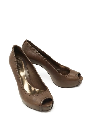 Gucci Pre-Owned 105mm whipstitch-trim pumps - Brown
