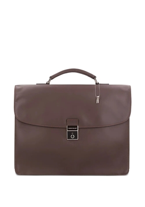 Longchamp lock-clasp leather laptop bag - Brown