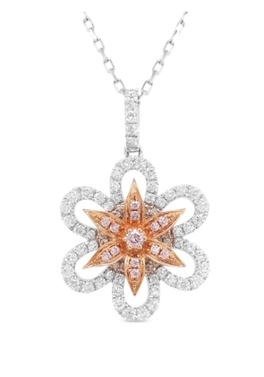 HYT Jewelry gold and platinum floral diamond pendant necklace - Silver