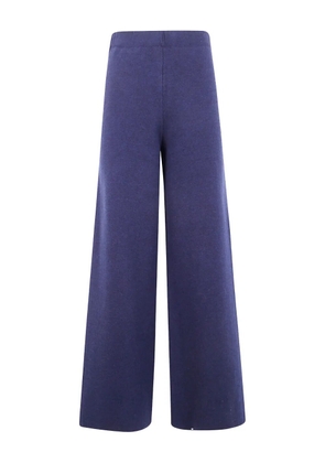 anne claire elasticated-waist wool trousers - Blue