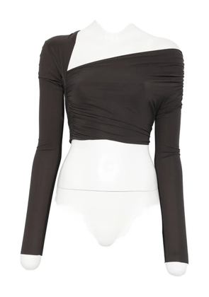 Amazuìn one-shoulder blouse - Brown