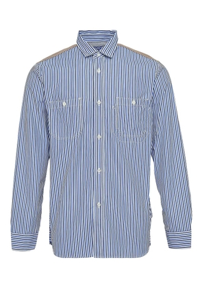 Junya Watanabe MAN striped patch shirt - Blue