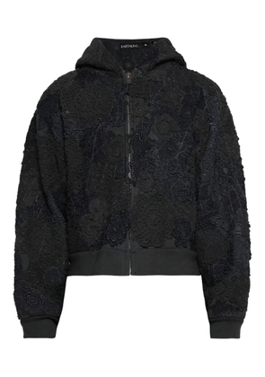 EARTHLING VIP floral-embroidered zip-up hoodie - Grey