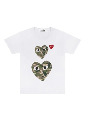 Comme Des Garçons Play camouflage double-heart T-shirt - White