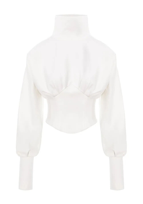 HAMZA Nice turtleneck lace-up top - White