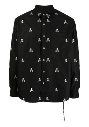 Mastermind World embroidered-skull long-sleeve shirt - Black