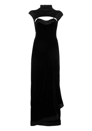UNRAVEL PROJECT layered velvet dress - Black
