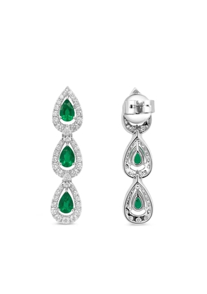 HYT Jewelry 18K white gold emerald and diamond dangling earrings - Silver