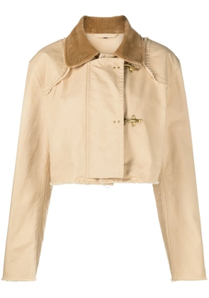 Fay corduroy-collar cropped jacket - Neutrals