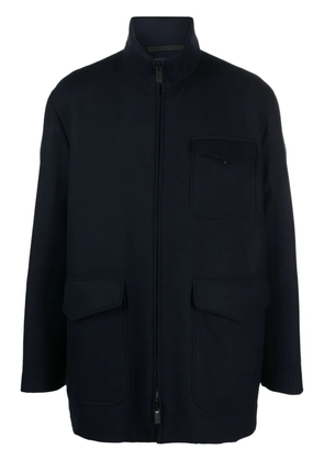 Giorgio Armani zip-up virgin wool coat - Blue