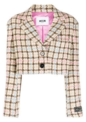 MSGM cropped tweed jacket - Brown