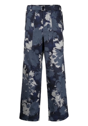 Maison Kitsuné abstract-print straight-leg jeans - Blue