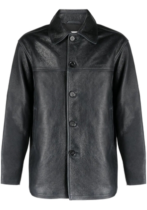 Wood Wood leather shirt jacket - Blue