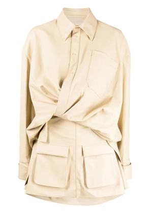 JNBY gathered-detail panelled shirtdress - Neutrals