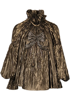 Dolce & Gabbana Pre-Owned crystal-embellished pleated blouse - Gold