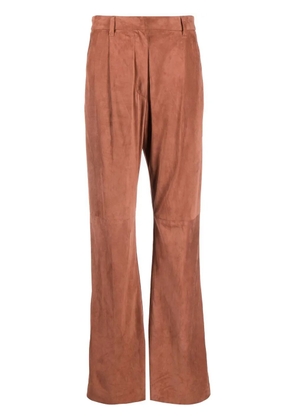 Brunello Cucinelli four-pocket leather palazzo pants - Brown