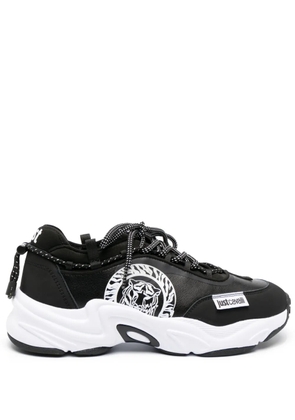 Just Cavalli logo-print leather sneakers - Black
