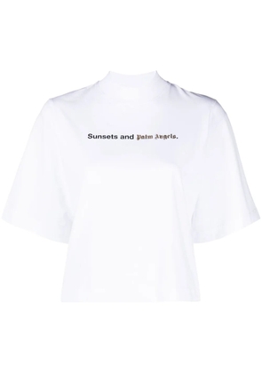 Palm Angels Sunsets-print jersey T-shirt - White