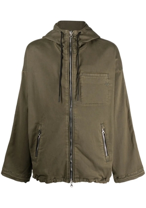 Diesel logo-embroidered hooded jacket - Green