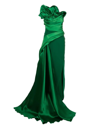 Gaby Charbachy draped strapless gown - Green