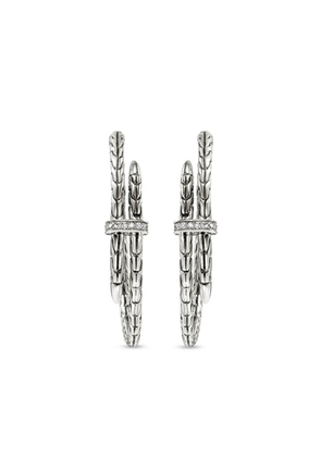 John Hardy sterling silver Spear diamond hoop earrings