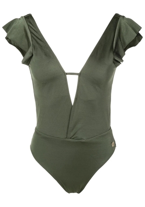 Brigitte short-sleeved open-back swimsuit - Green