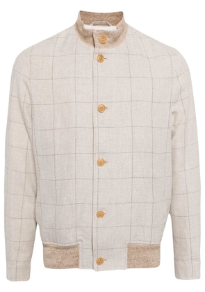 Luciano Barbera check-pattern bomber jacket - Brown