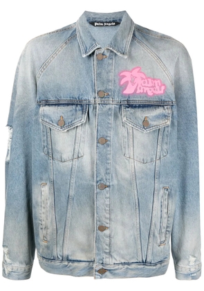 Palm Angels graffiti-print denim jacket - Blue