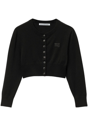 Alexander Wang logo-embossed cropped cardigan - Black