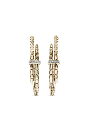 John Hardy 14kt gold Spear diamond hoop earrings