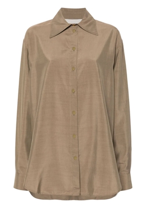 QUIRA pointed-collar buttoned shirt - Brown