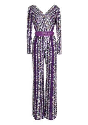 Saiid Kobeisy sequinned crepe wide-leg jumpsuit - Purple
