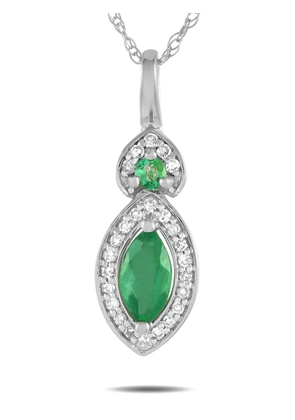 LB Exclusive 14kt white gold emerald pendant necklace - Silver