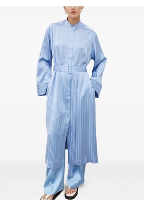 lovechild pinstripe belted midi dress - Blue