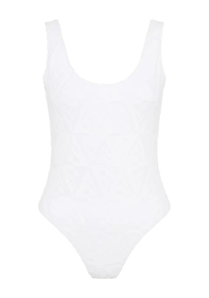 Let's Swim jacquard-shark towlling swimsuit - White