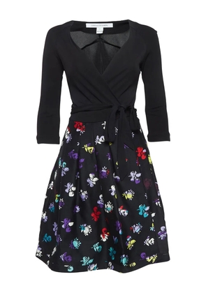 Diane Von Furstenberg Vintage floral-print long-sleeved dress - Black