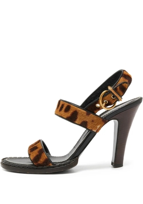 Saint Laurent Pre-Owned 110mm calf-hair sandals - Brown