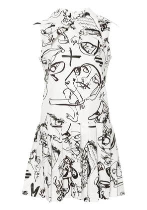 Charles Jeffrey Loverboy abstract pleated mini dress - White