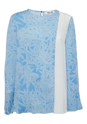 Diane Von Furstenberg Vintage leaf-print panel blouse - Blue