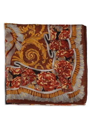 Fendi Pre-Owned patterned silk scarf - Brown