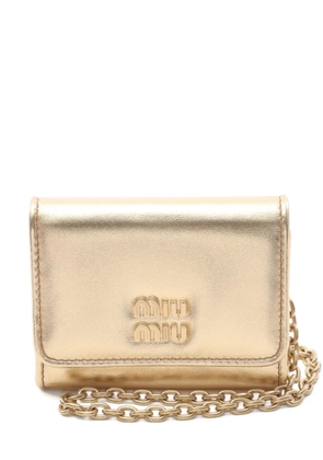Miu Miu Pre-Owned 2010s leather chain card case - Neutrals